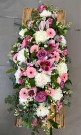 Pink and White Coffin Spray